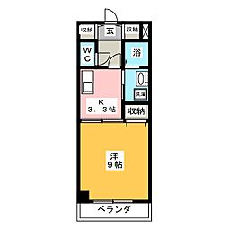 エスポワール猿投 3階1Kの間取り