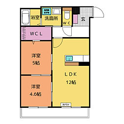 仮称　浄水MIIマンション 2階2LDKの間取り