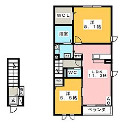 草々庭ハウスA 2LDKの間取図画像