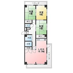 パレス平芝 3LDKの間取図画像