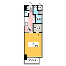 クオリア若宮町 1Kの間取図画像