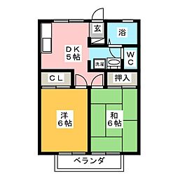 プラザ広久手B 2Kの間取図画像