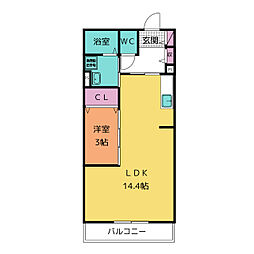 アルデバラン神田 1LDKの間取図画像