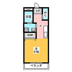 シャルマン 1Kの間取図画像