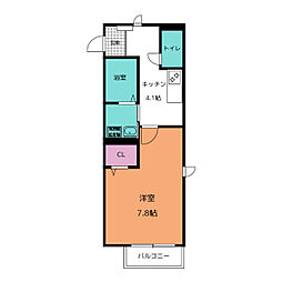 カンファー 1Kの間取図画像