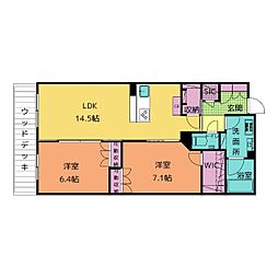 KORYONEST浄水B 2LDKの間取図画像