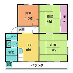 サンビラ住吉 3DKの間取図画像