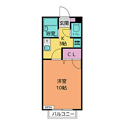 コーポみやび 2階1Kの間取り