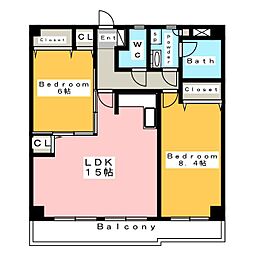 セレブ159 1階2LDKの間取り