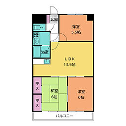 フローレンス三河安城 2階3LDKの間取り