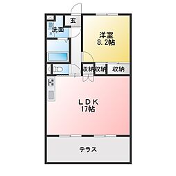 スターターマンション緑町2番館 1LDKの間取図画像