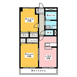 和泉乃郷二号館 2DKの間取図画像