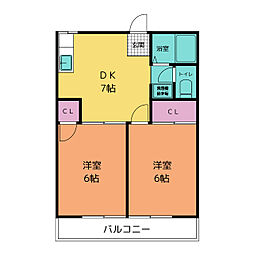 ハイツイシダ 2DKの間取図画像