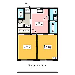 エンジェルグレイス 2Kの間取図画像
