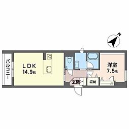 ハレレア 1LDKの間取図画像