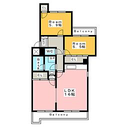 サンライズ花井 2LDKの間取図画像