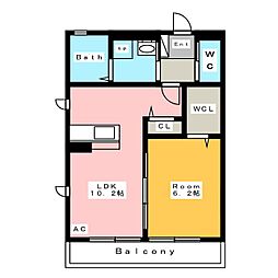 エスタシアプリマヴェーラE 1LDKの間取図画像