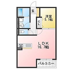 ミオ フラーゼ A棟 1LDKの間取図画像