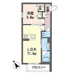 サンオーレ 1LDKの間取図画像