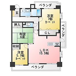 グローリアス新安城 3LDKの間取図画像