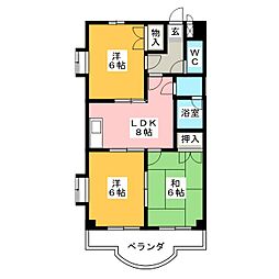 メトロヒルズ・安城 3DKの間取図画像