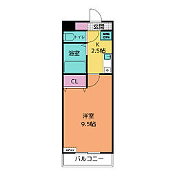 A・City東新町 1Kの間取図画像
