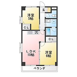カーサトルナーレ 2LDKの間取図画像
