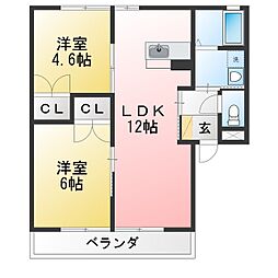 パティオ 2LDKの間取図画像