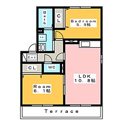 アムール小島 2LDKの間取図画像