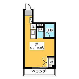 大口平和マンション ワンルームの間取図画像