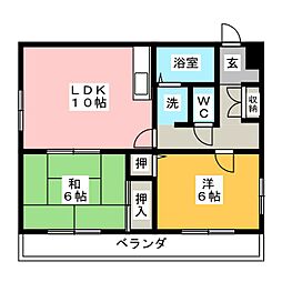 メイプルコートYAKUSHI 2LDKの間取図画像