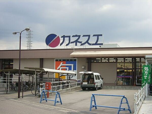 画像14:スーパー「カネスエまで1200m」