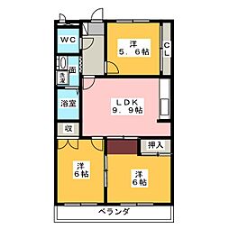 サンシティ中ノ宮A棟 3LDKの間取図画像