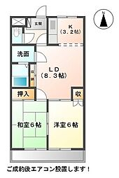 レジデンス花水木 2階2LDKの間取り