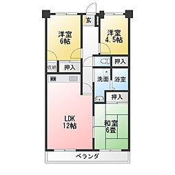 シャトレ木津 3LDKの間取図画像