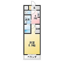 アヴァンセナゴネ 1Kの間取図画像