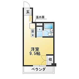 大口平和マンション ワンルームの間取図画像