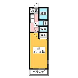 ラフィーネ 2階1Kの間取り