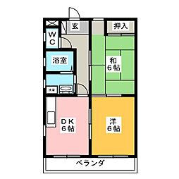 コーポみやび 1階2DKの間取り