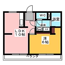 サンシティ福寿C棟 1LDKの間取図画像