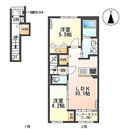 ファミール裏之門 2LDKの間取図画像