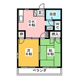 グリーンパーク上坂 2DKの間取図画像