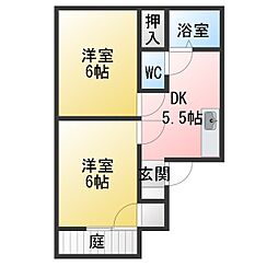ロイヤルハイツ富貴 2DKの間取図画像
