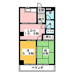 メリーモア高雄 2LDKの間取図画像