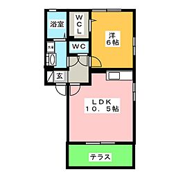 リバーオークス 1LDKの間取図画像