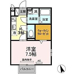 セジュールアン 1Kの間取図画像