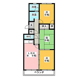 シティーパレス松本 3LDKの間取図画像