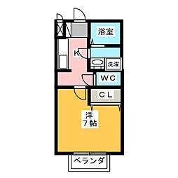 サンシティスズイE 1Kの間取図画像