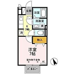サンシティスズイE 1Kの間取図画像