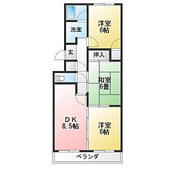 シティーパレス松本 3LDKの間取図画像